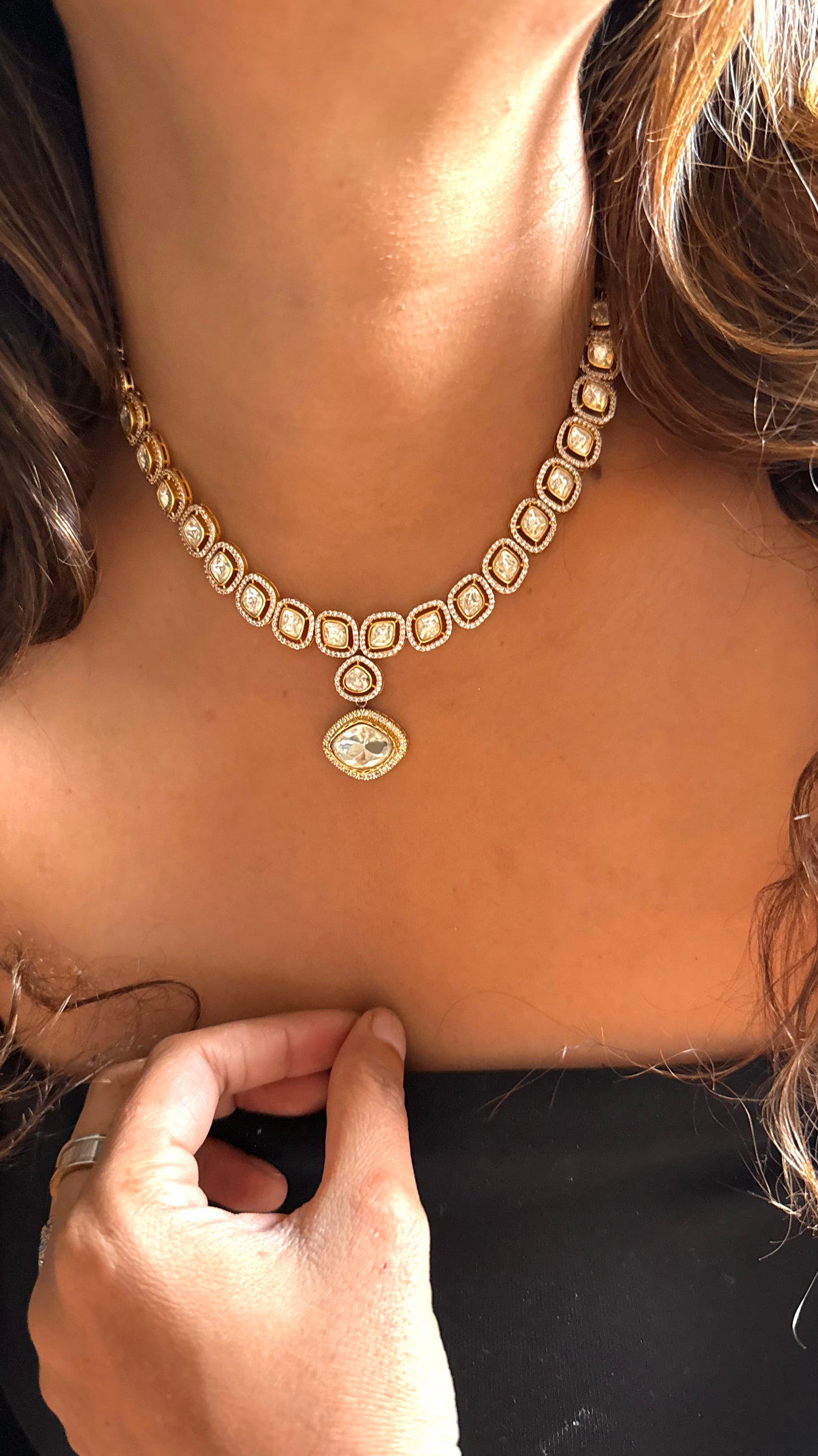 Uncut polki gold necklace