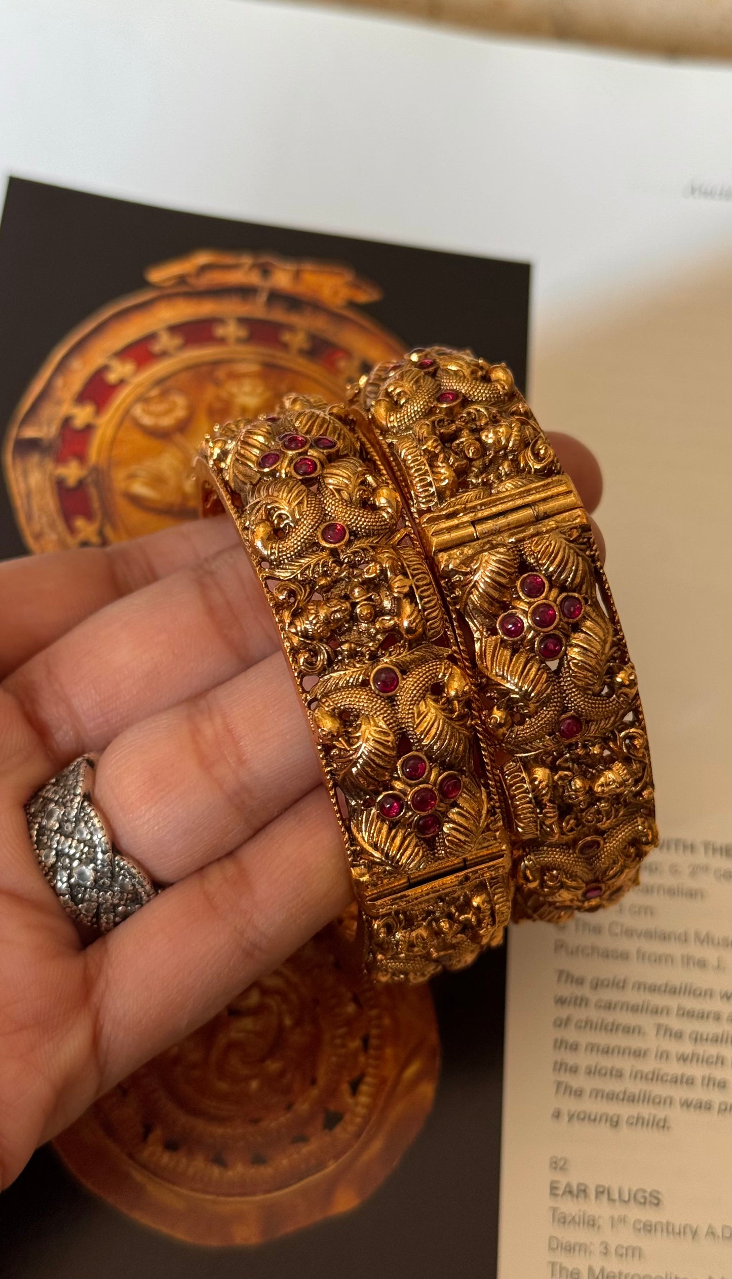 Peacock, inspired Ruby Rajwadi bangles