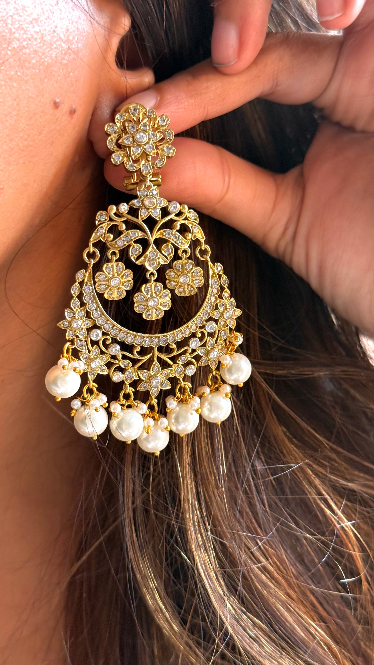 Jadau heritage floral chandbali