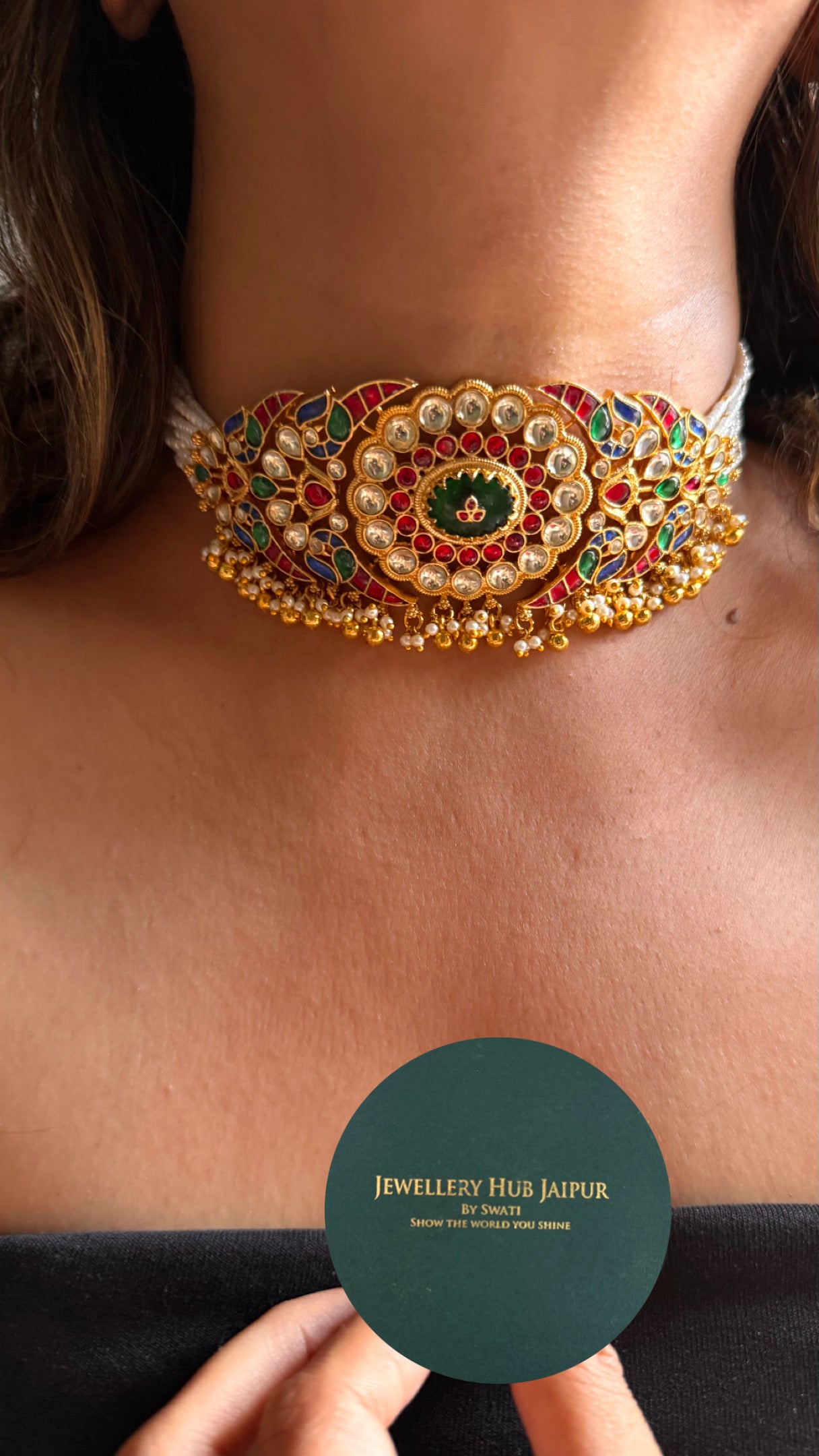Handmade jadau pachi Kundan statement choker