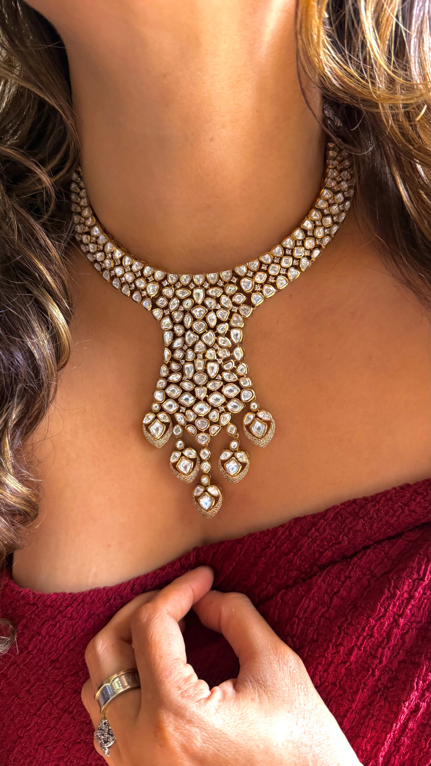 Victorian Designer polki Necklace (white polki)