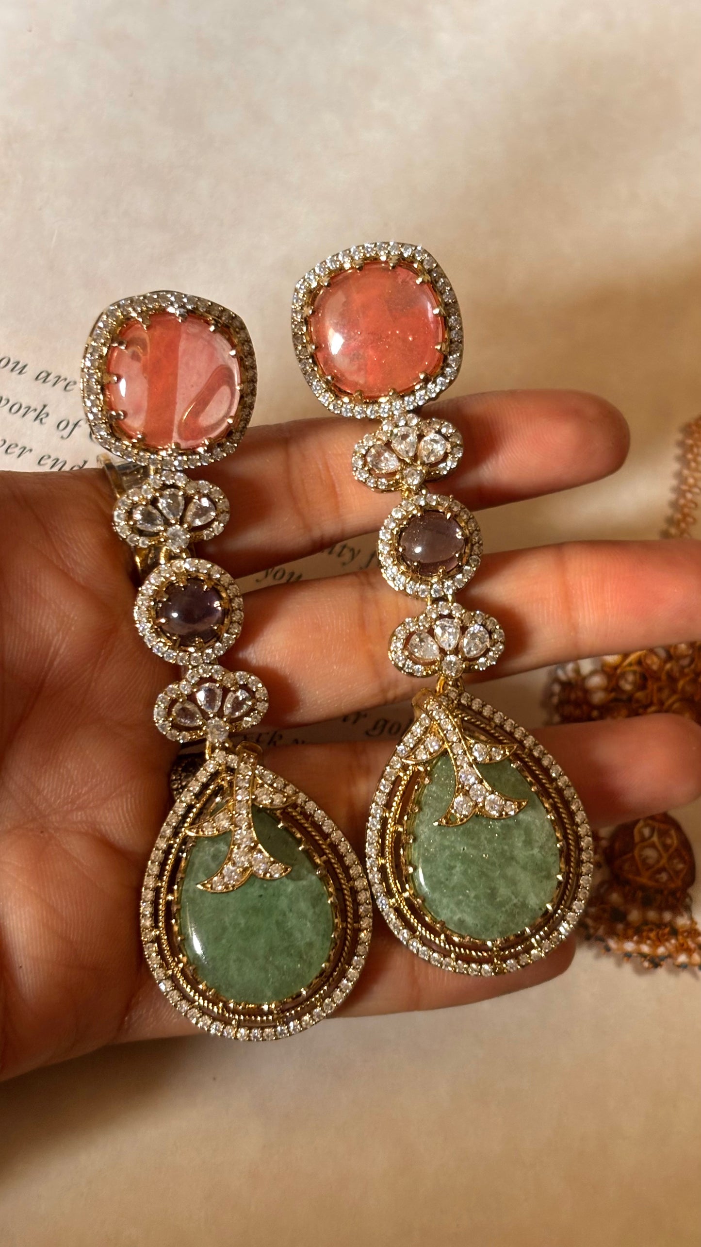 Sabya inspired mint with cz diamond Earrings
