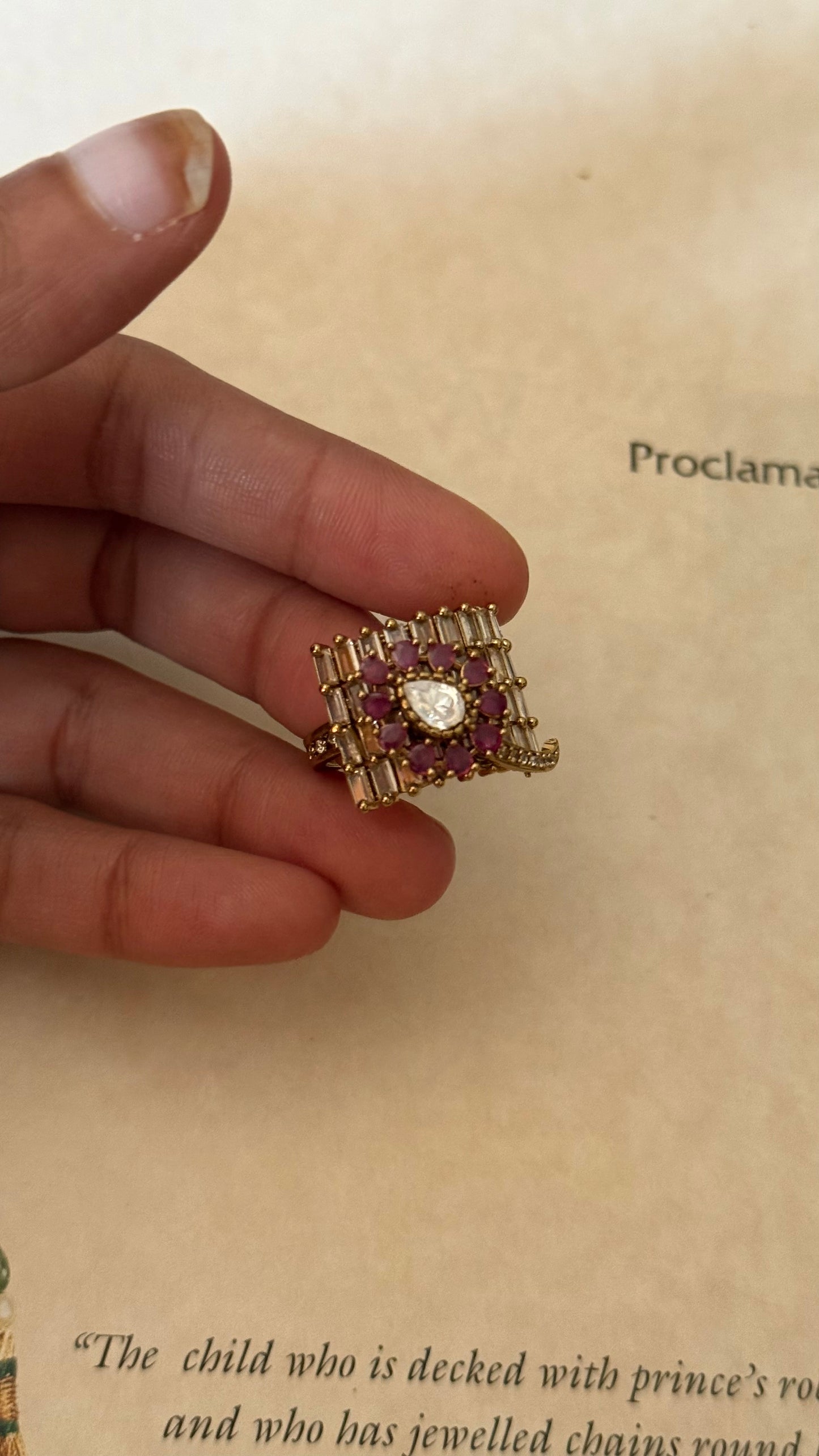 Rani pink moissanite designer adjustable ring