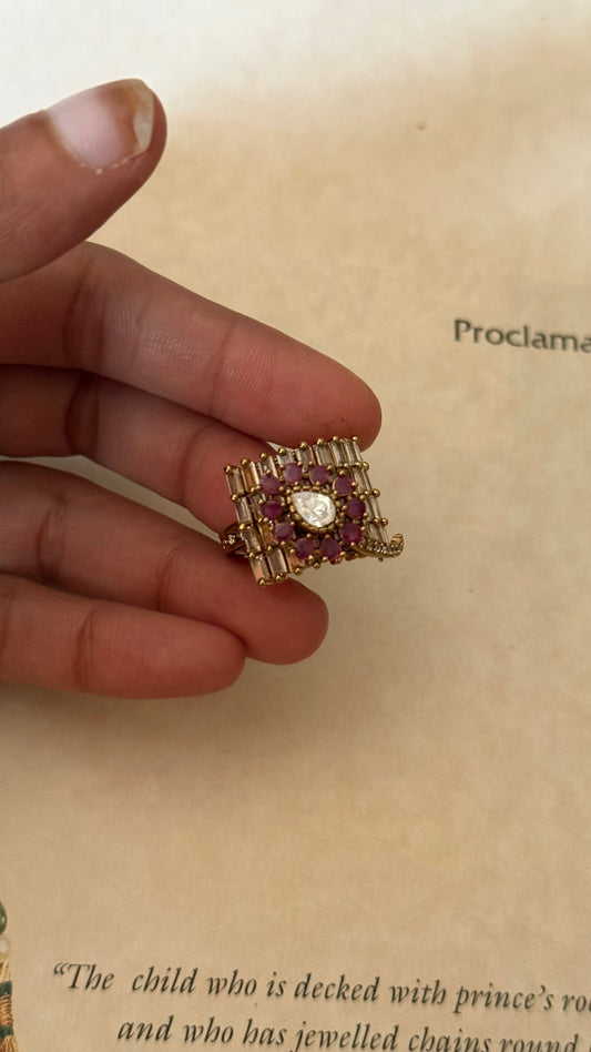 Rani pink moissanite designer adjustable ring