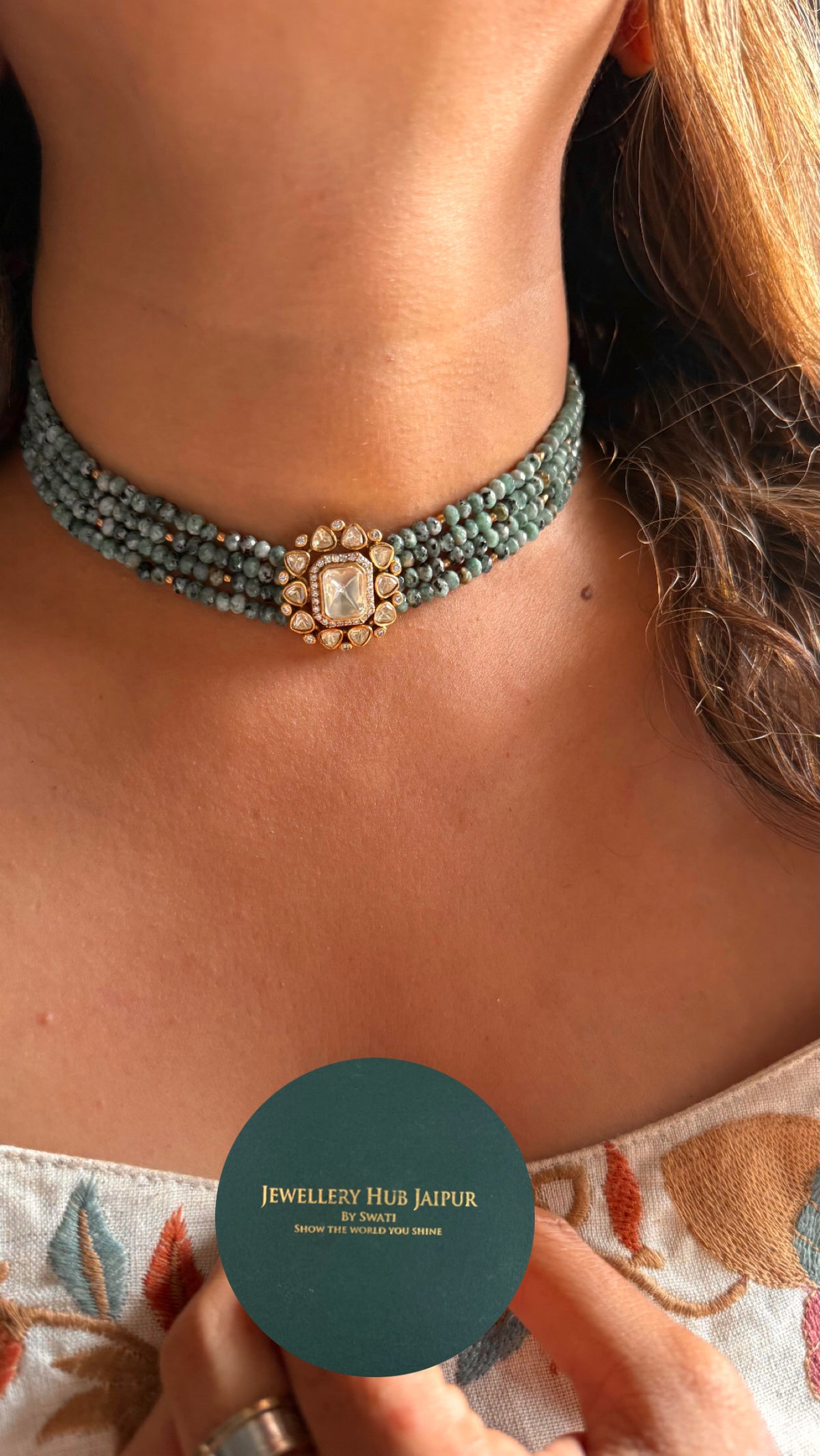 Lv peeli polki colourful pearl choker Necklace