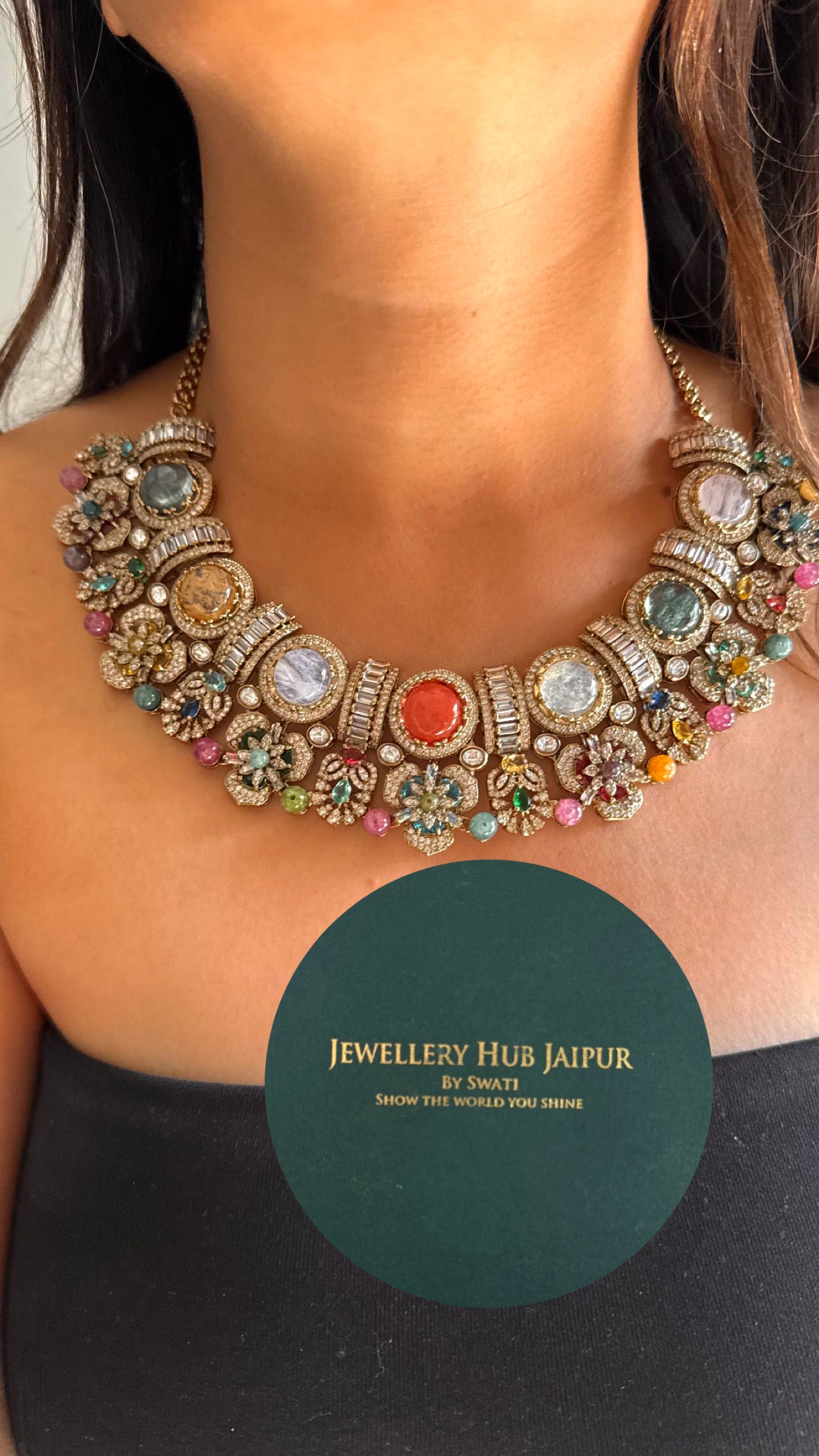Sabyasachi inspired vintage real stone necklace