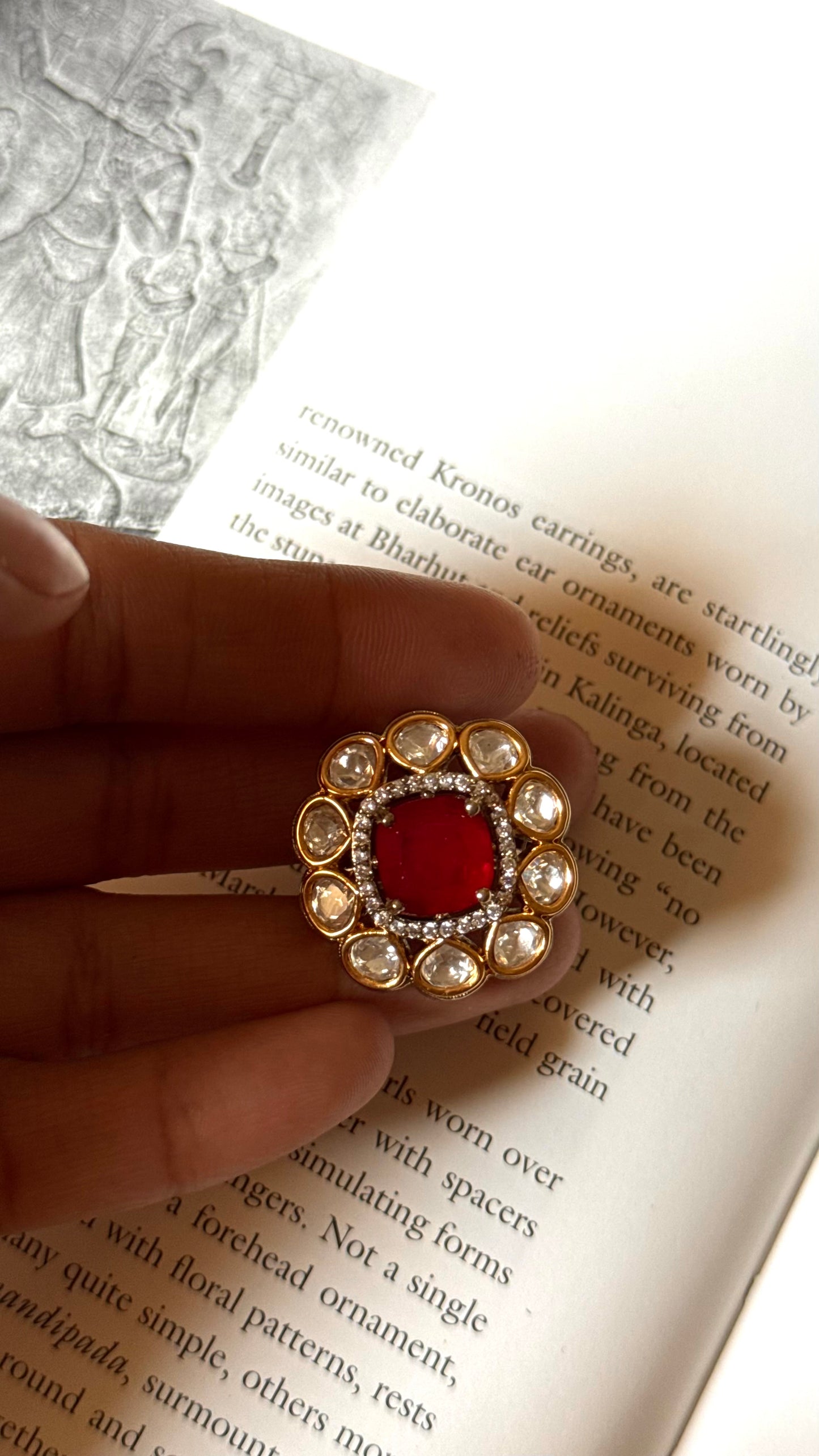 Ruby doublet real moissanite Ring