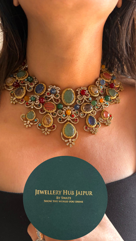 Sabyasachi inspired mint cocktail necklace