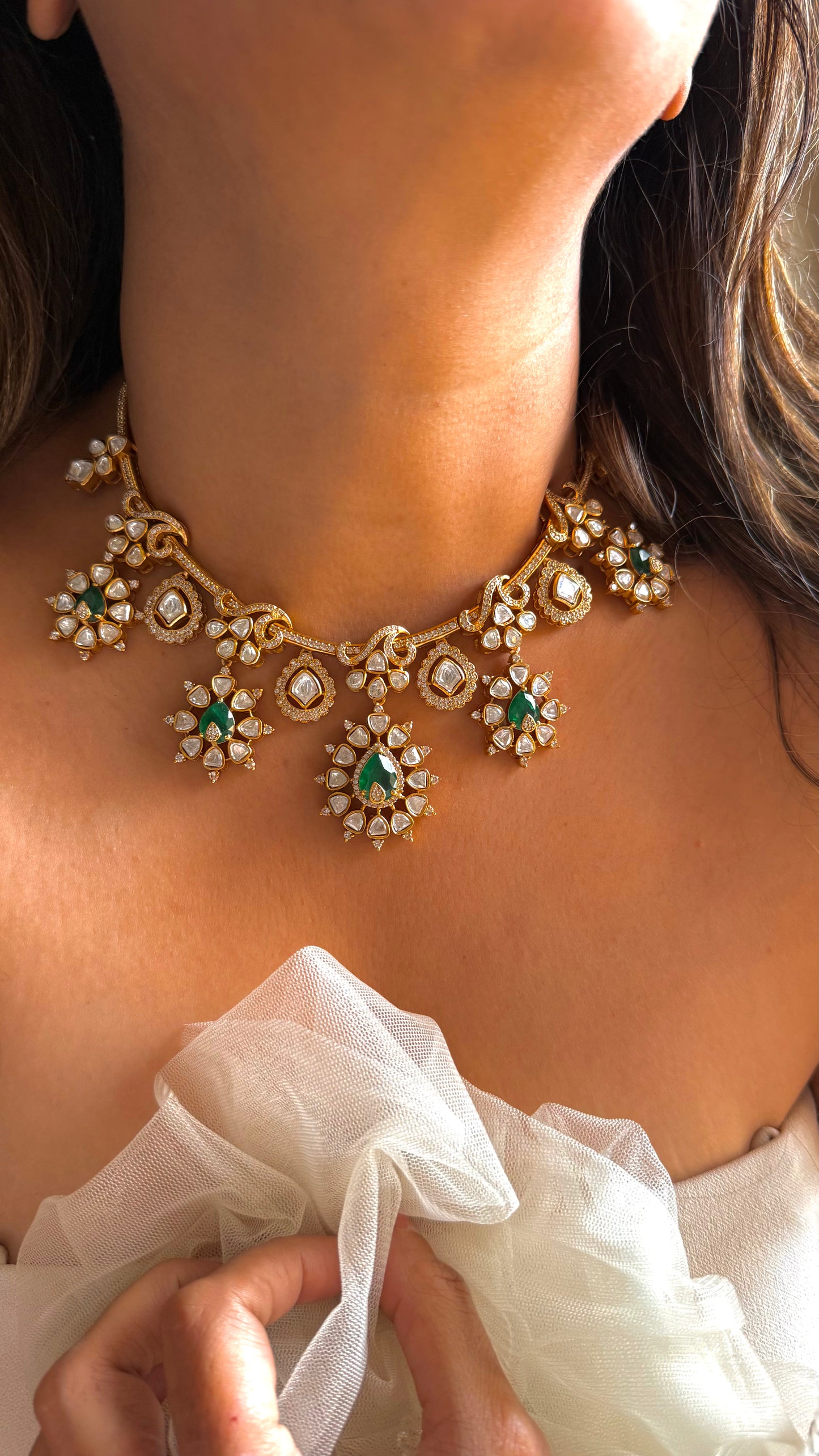 Emerald Designer Collar Necklace