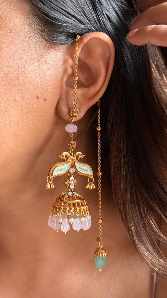 Mint Gulaabo Rajwada light weight Jhumki￼