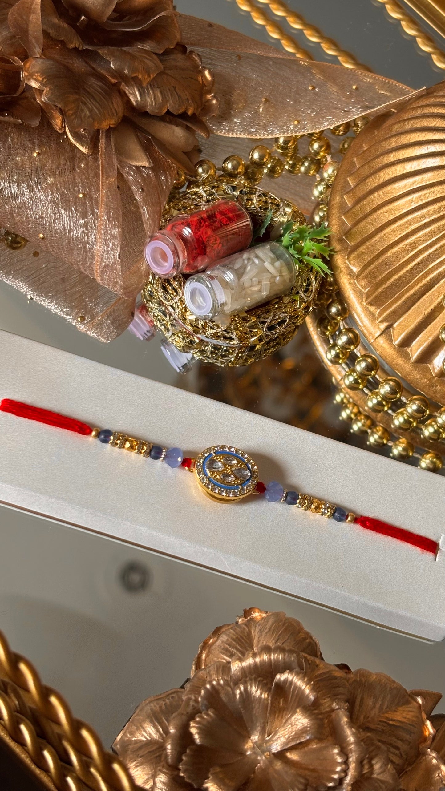 Diamond polki spinner Rakhi ( shipping will be extra )
