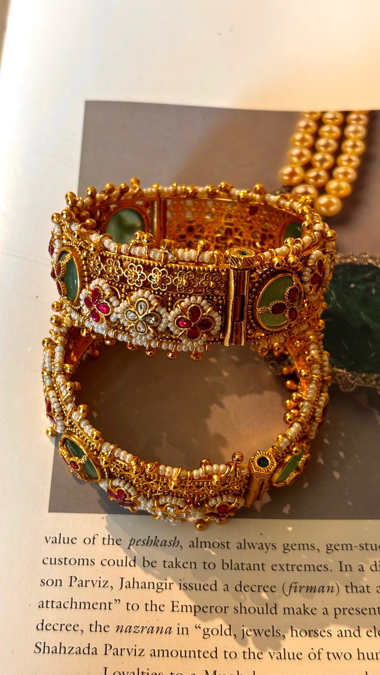 Rajwada inlay work mint & rani pink bangles
