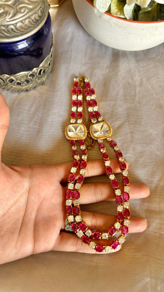 Damyanti Ruby polki necklace with earrings