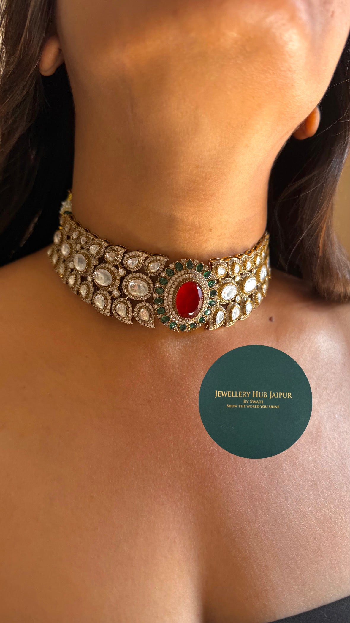 Emerald & Ruby bridal asia inspired choker