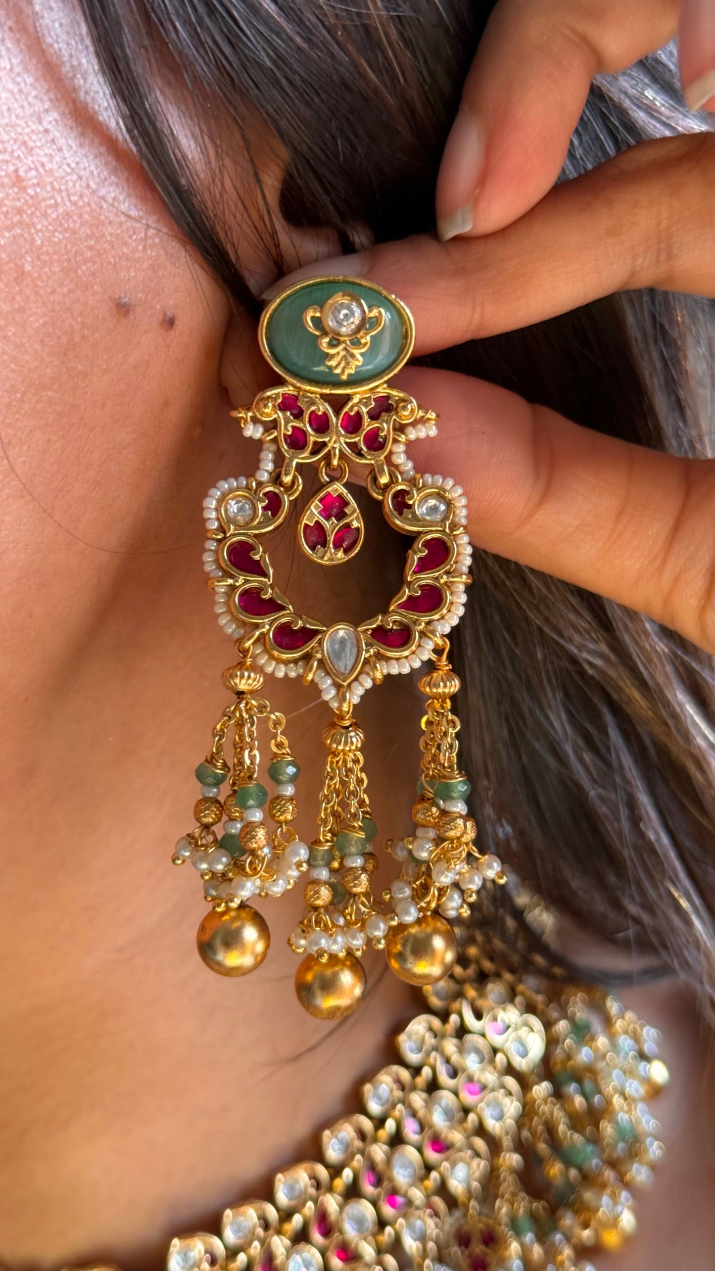 Mint & Rani ruby heritage rajwada bridal Necklace