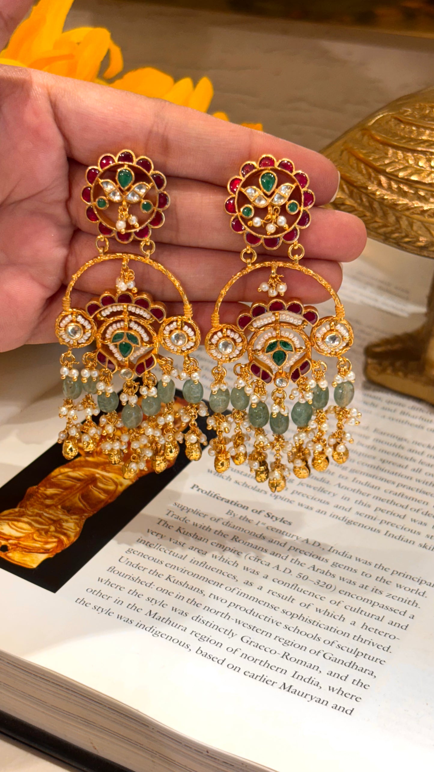 Heritage ruby with mint strawberry & gungroo drops earrings
