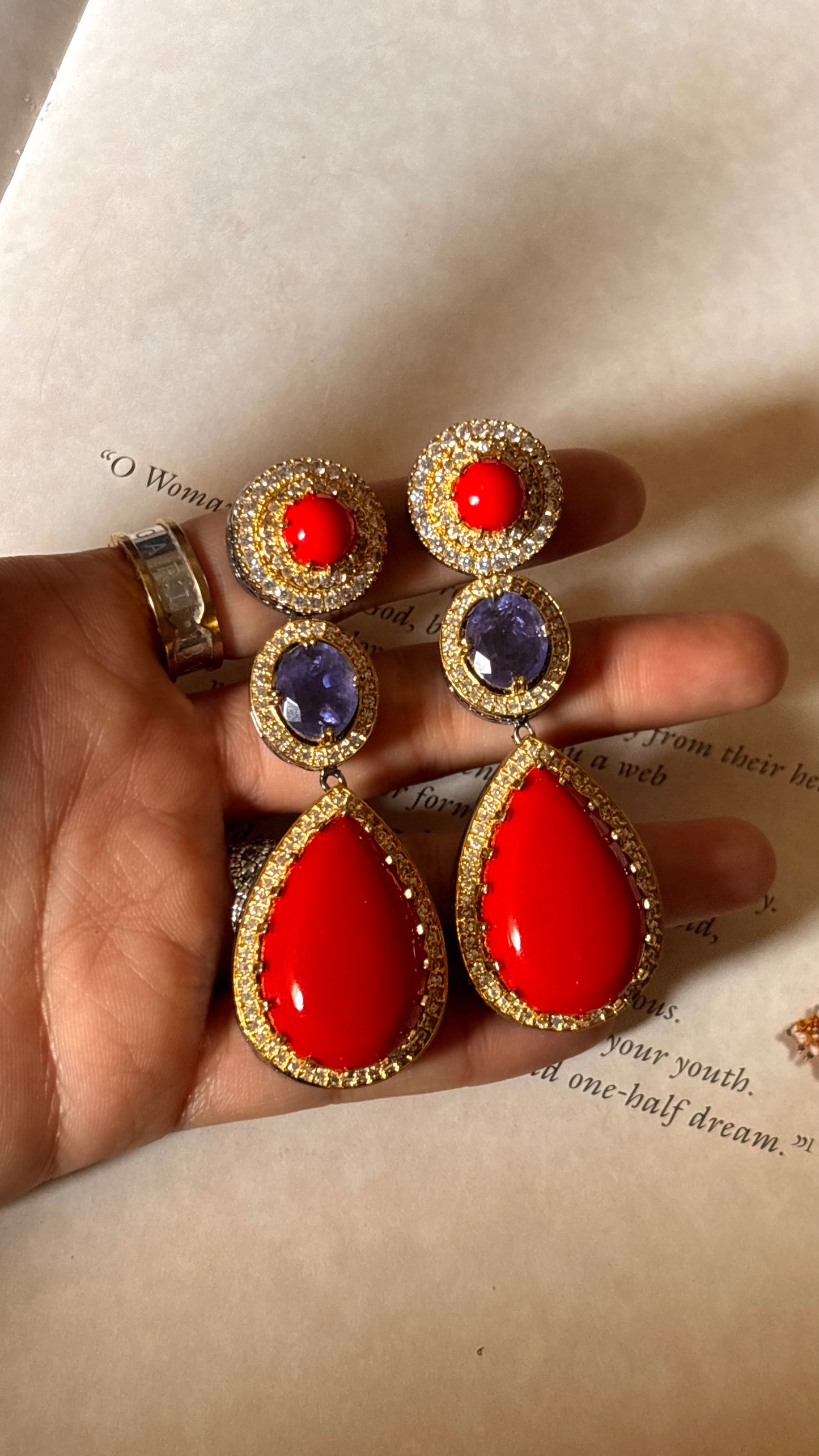 Tangerine & Tanzanite doublet danglers earrings