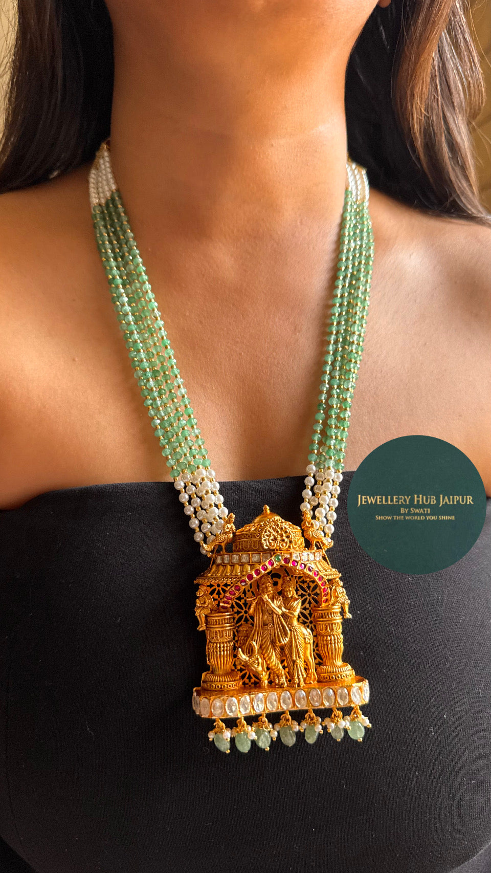 Lord krishna temple necklace with strawberry  drops