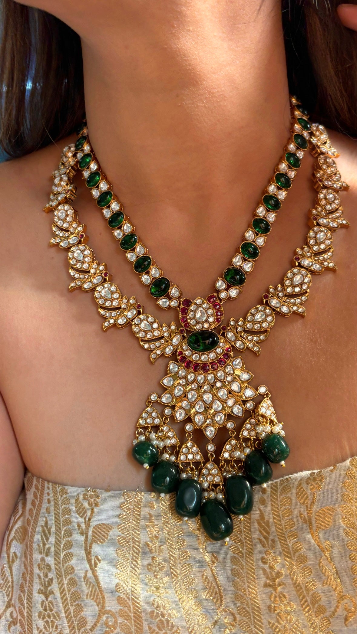 Emerald & Ruby doublet bridal asia inspired rani haar