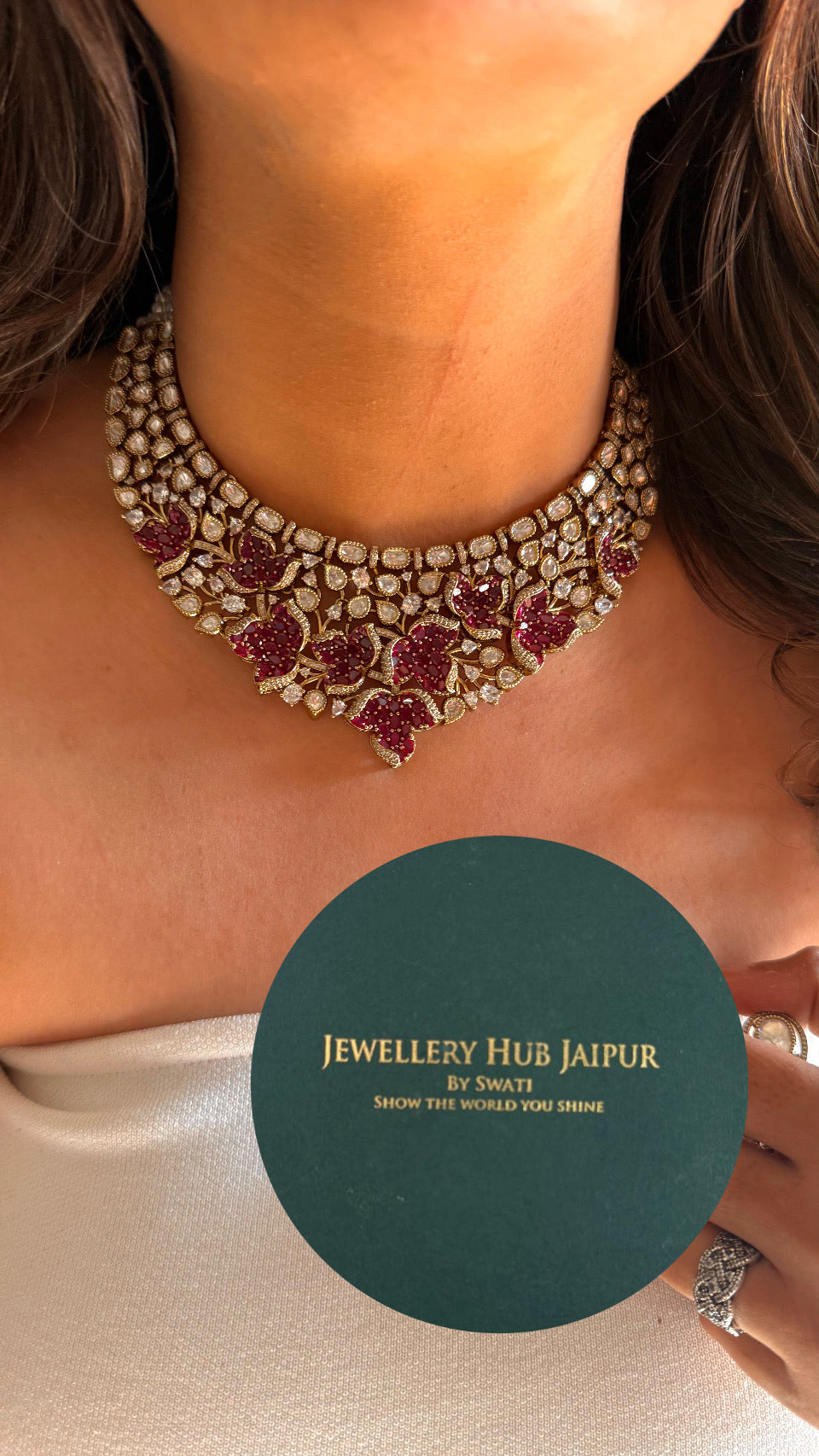 Ruby takkar victorian polki neckalce