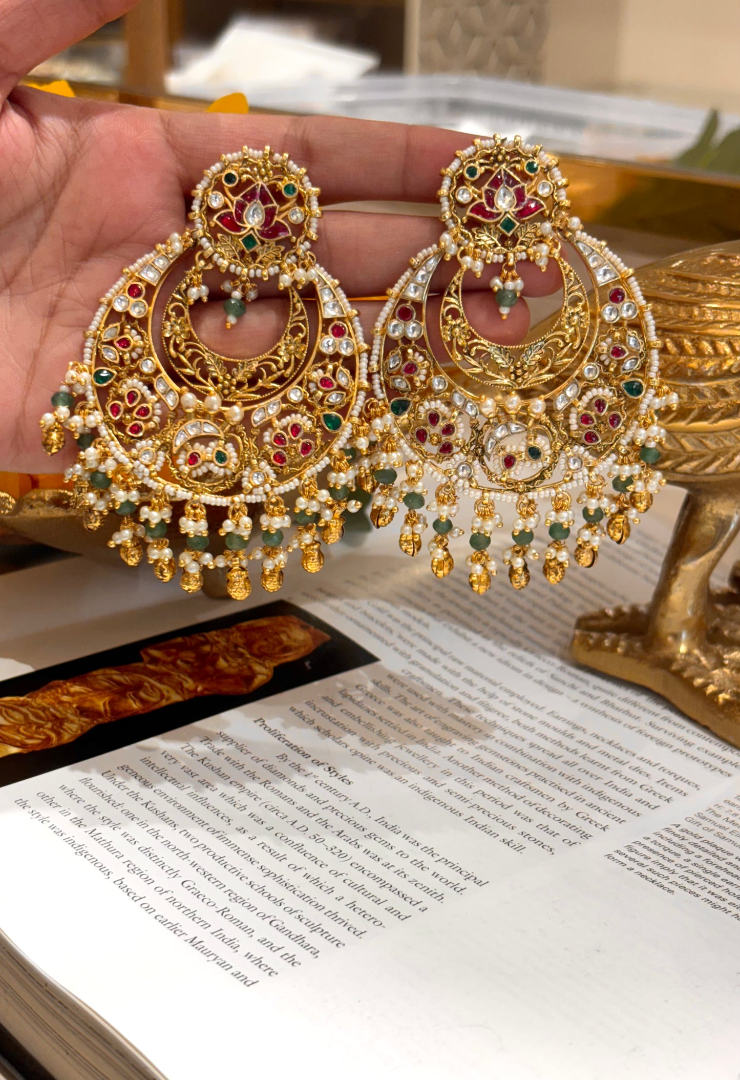 Heritage chandbali with gungroo drops earrings