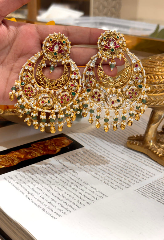 Heritage chandbali with gungroo drops earrings