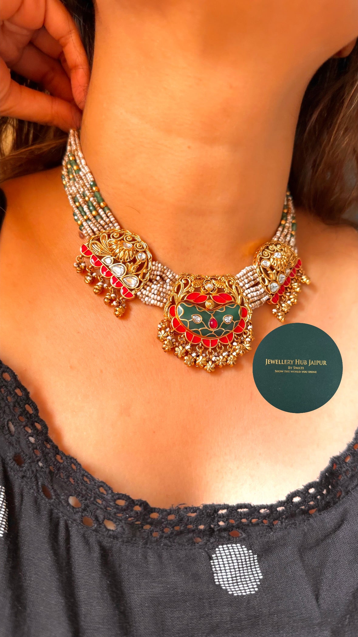 Naayab Peacock Garden & ruby Inlay rajwada Set