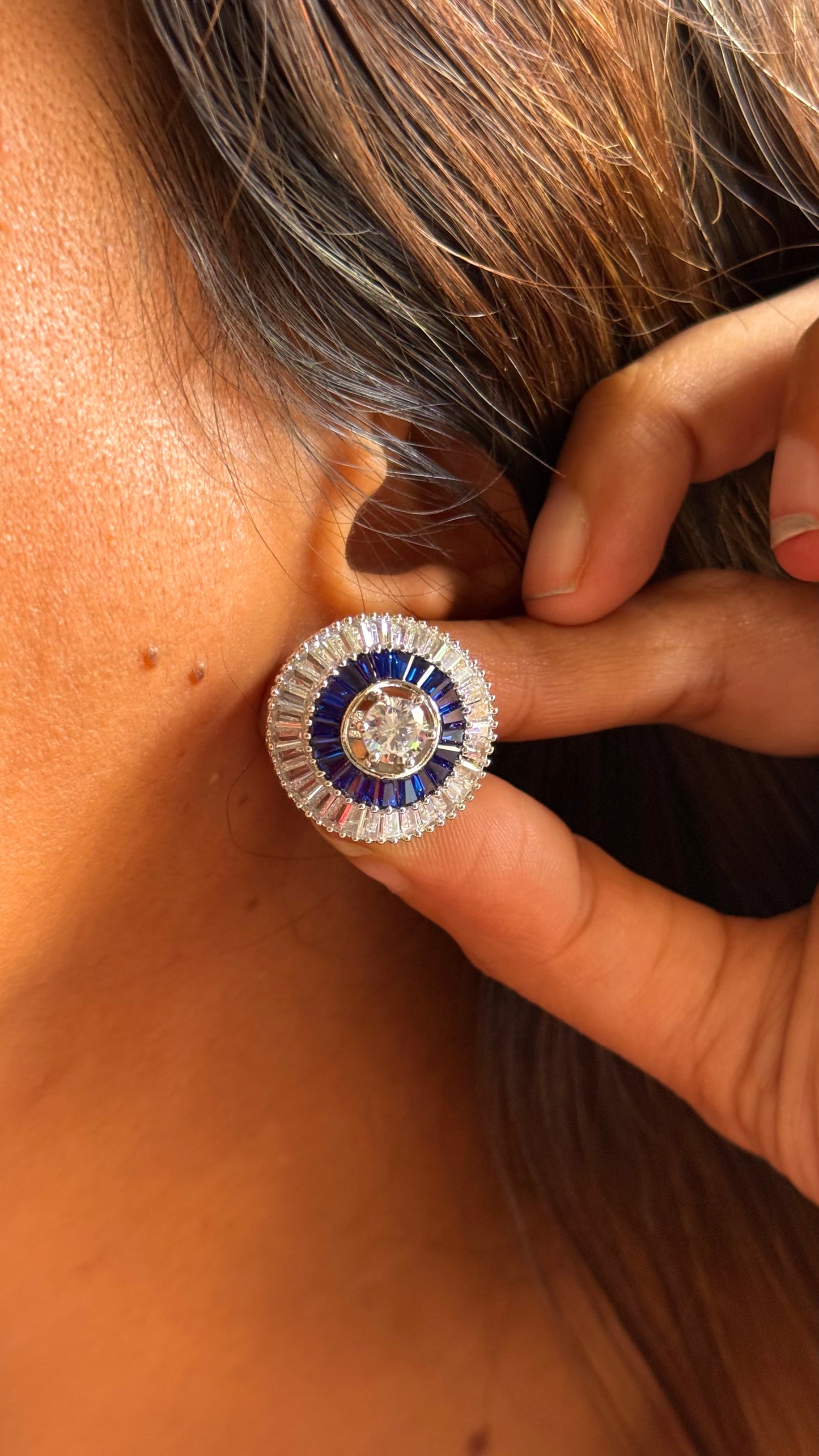 Sapphire diamond studs