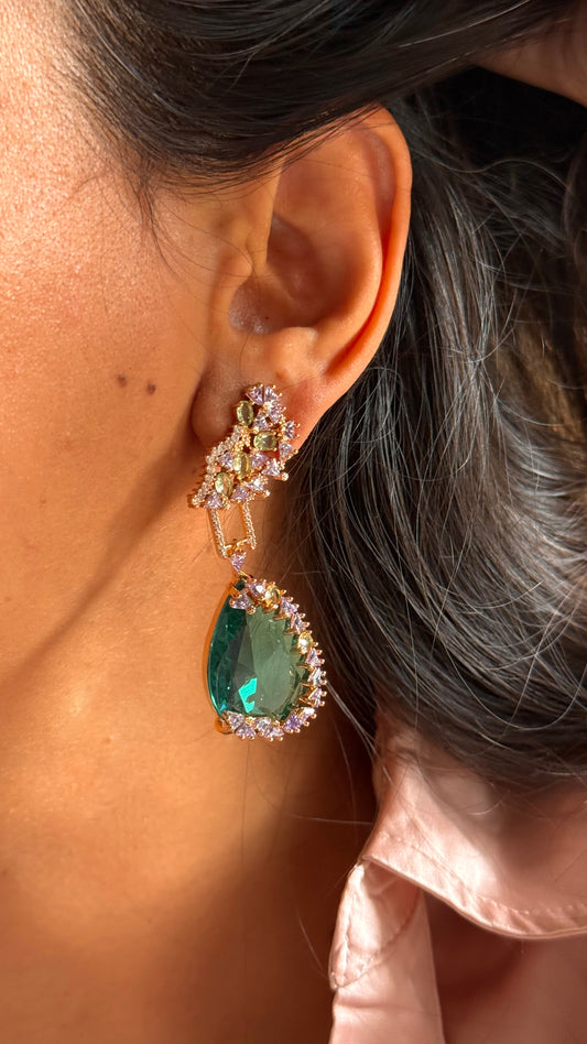 Large Emerald Green Drop Earrings