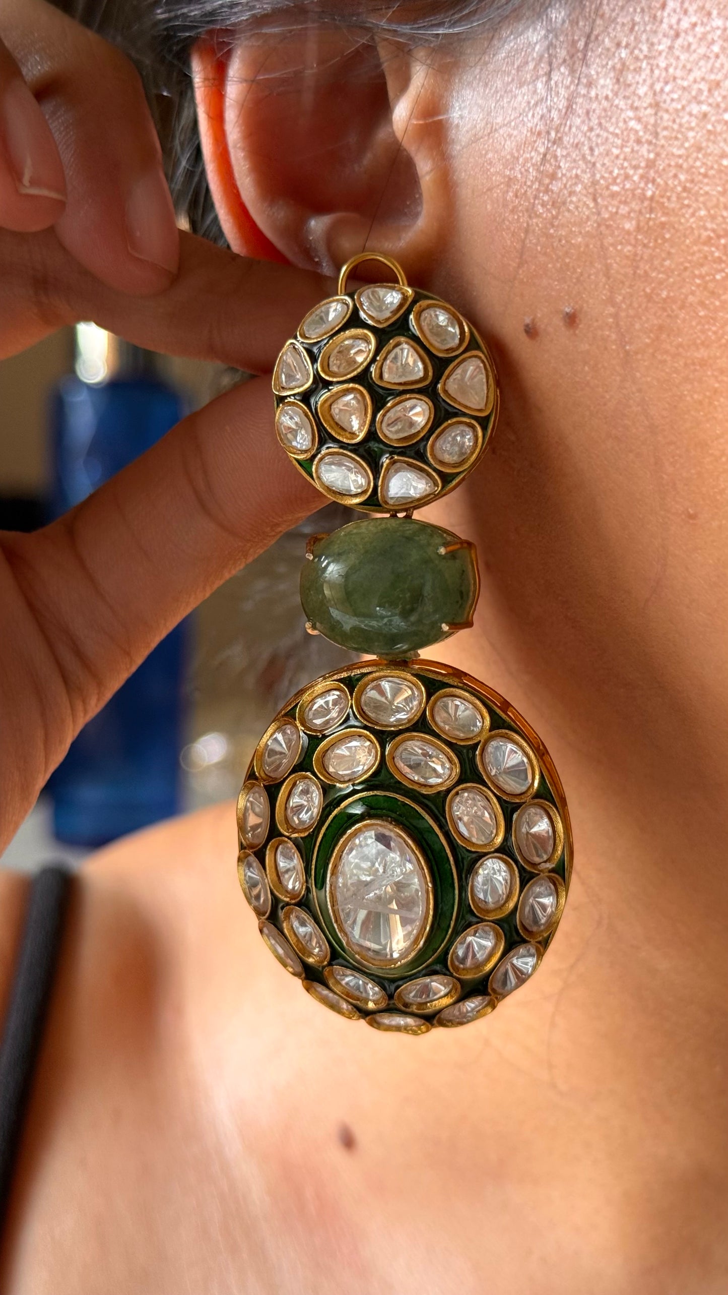 Real stones meenkari carving designer Necklace