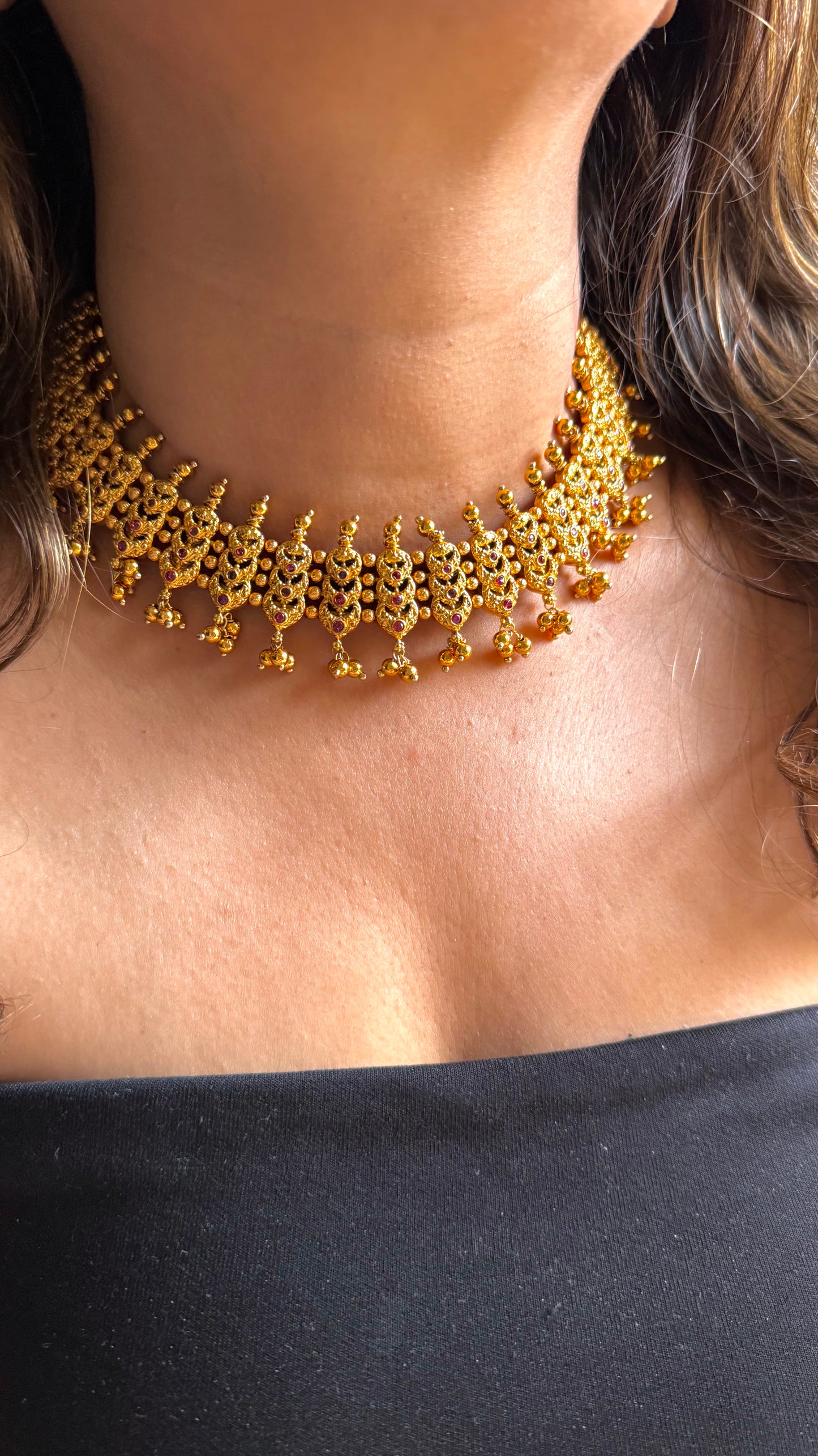 Maharashtra gold leaf Design necklace