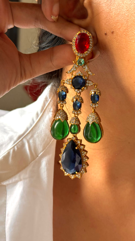 Sabhyasachi inspired multi coloured danglers