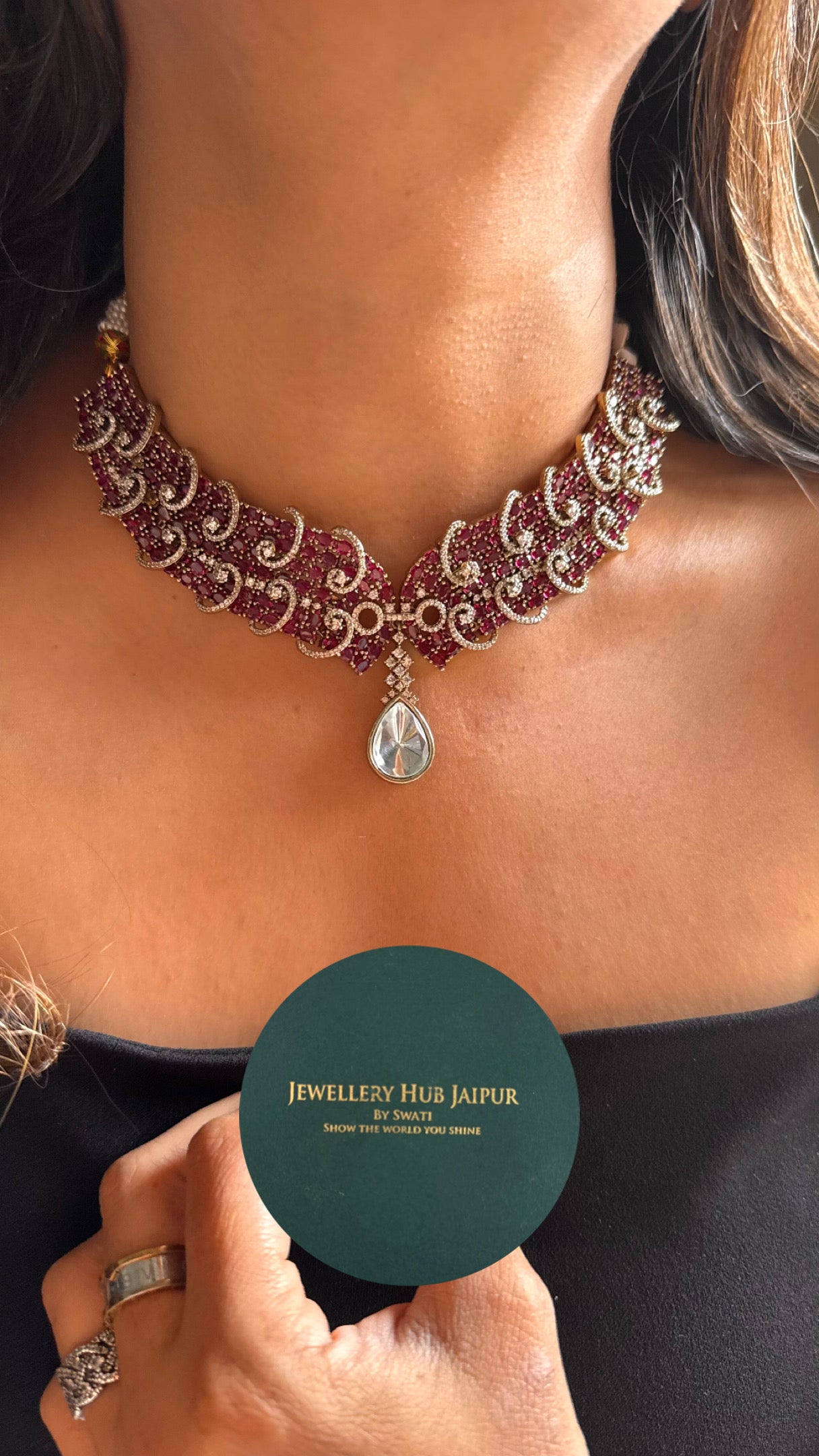 Rani pink doublets designer Necklace