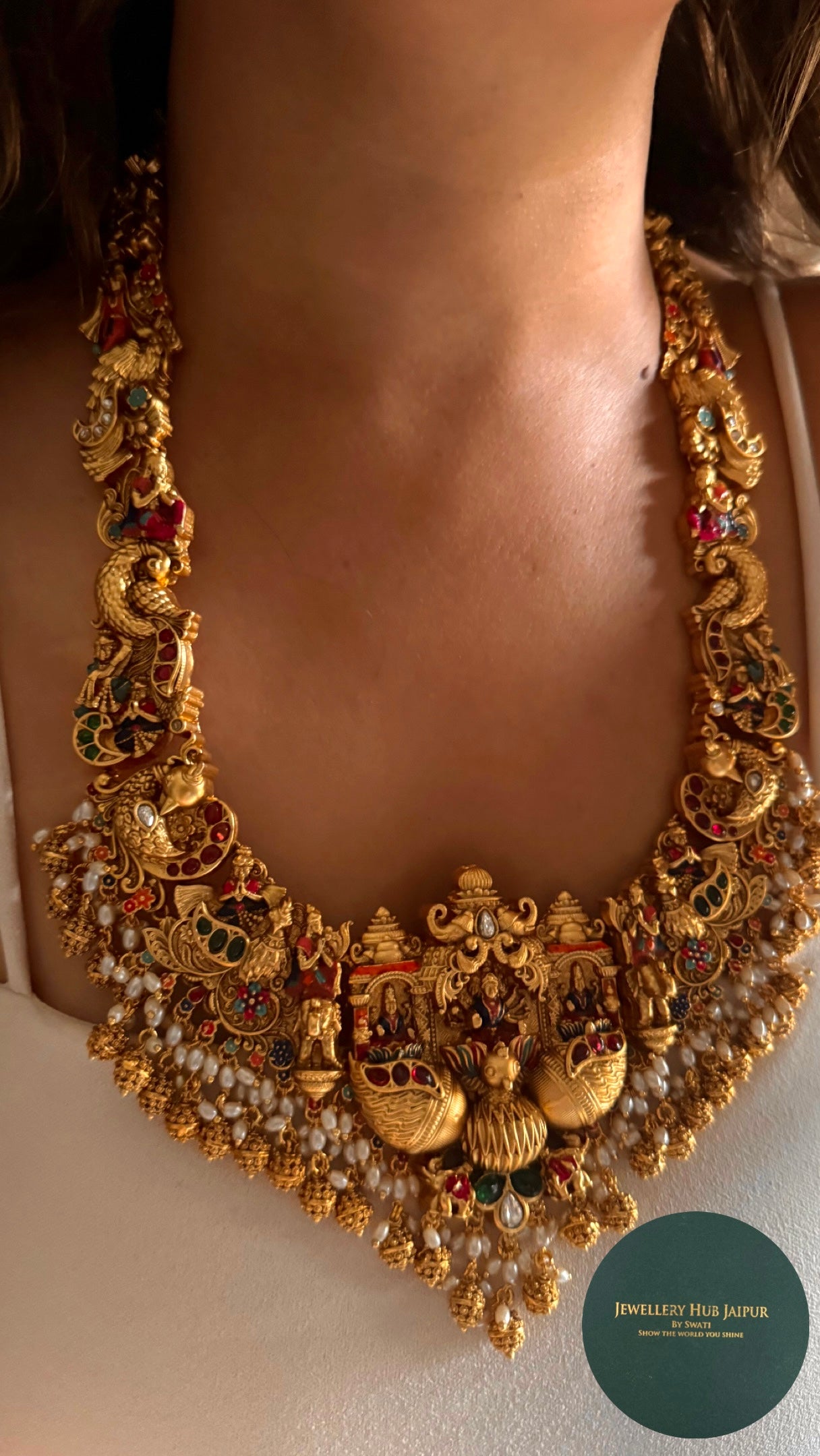 Lord brahma inspired designer temple nakashi Necklace