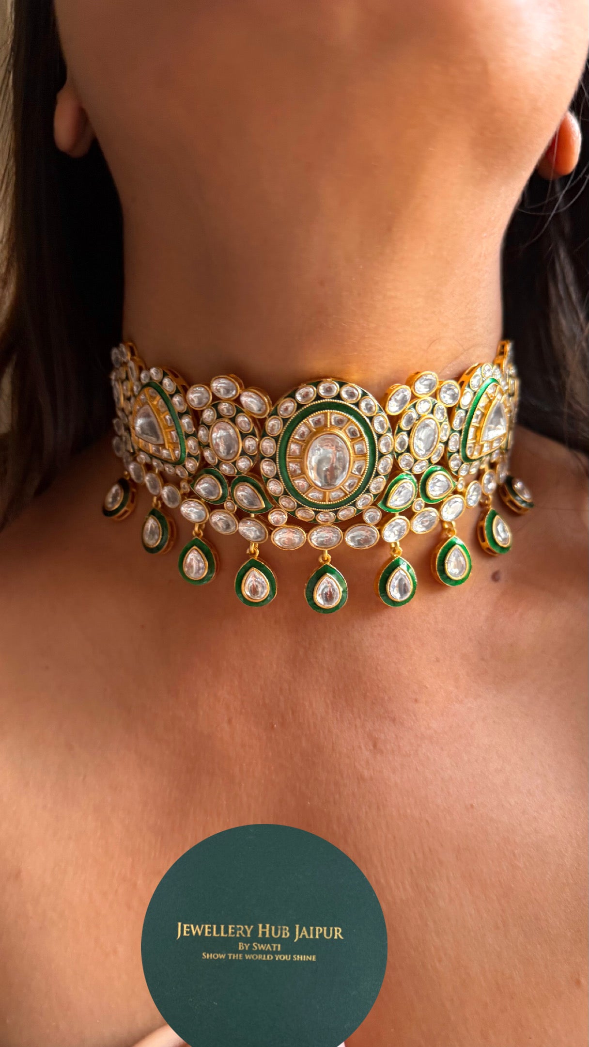 Gold plated meenakari statement Necklace