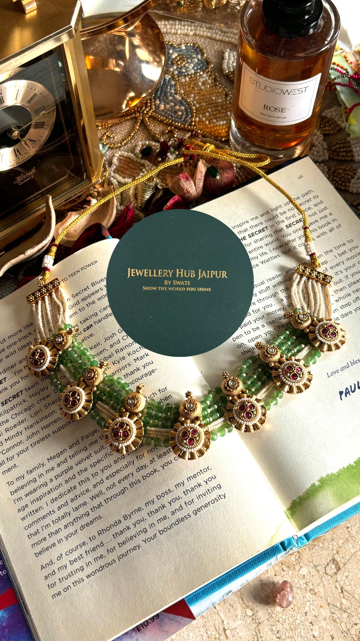 Ruby mint minimalist rajwada necklace