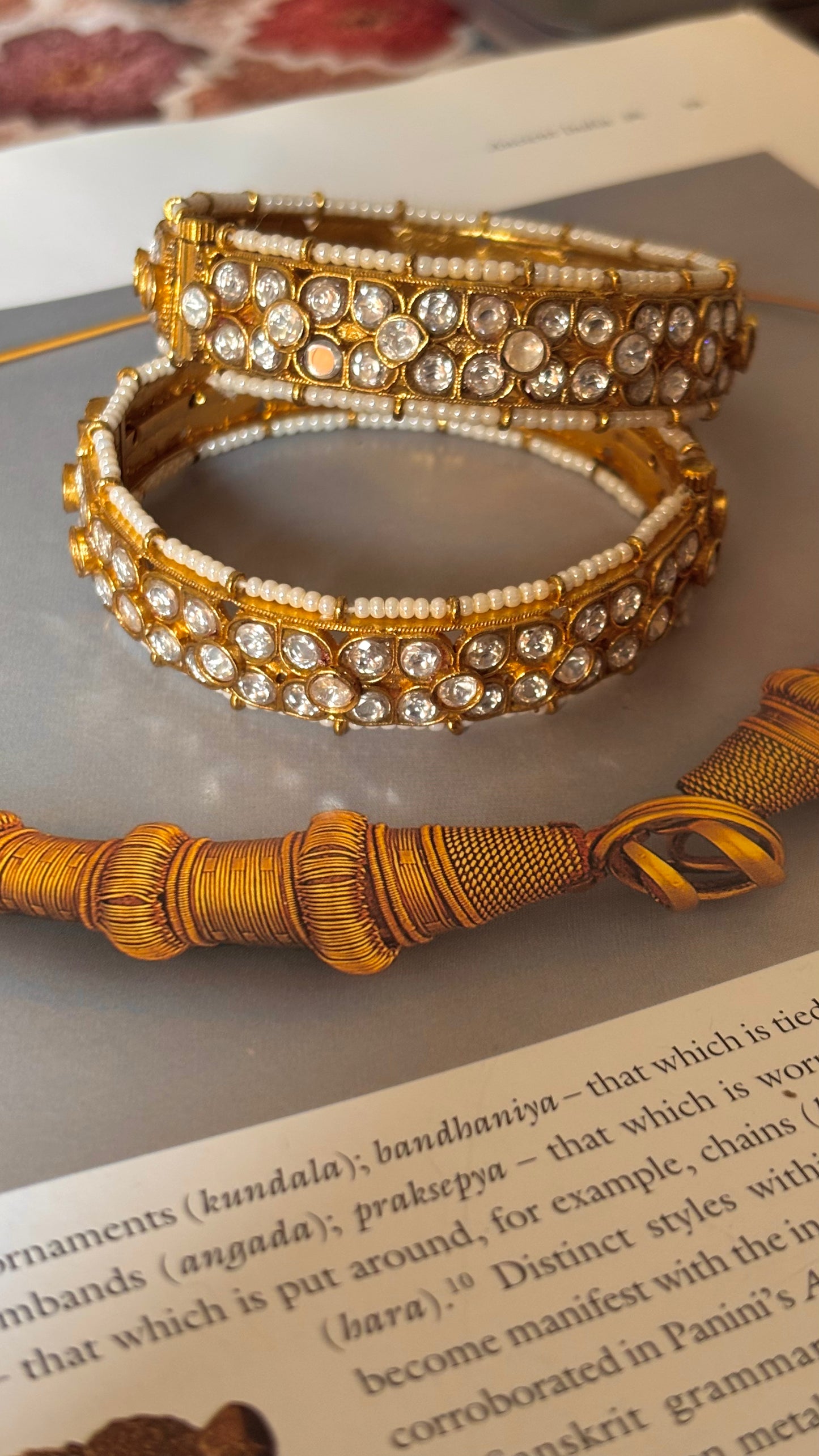Real moissanite gold polki bangles