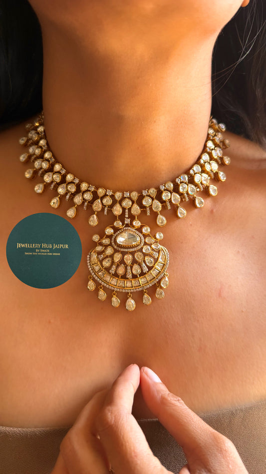 Moissanite (peeli polki) victorian necklace set