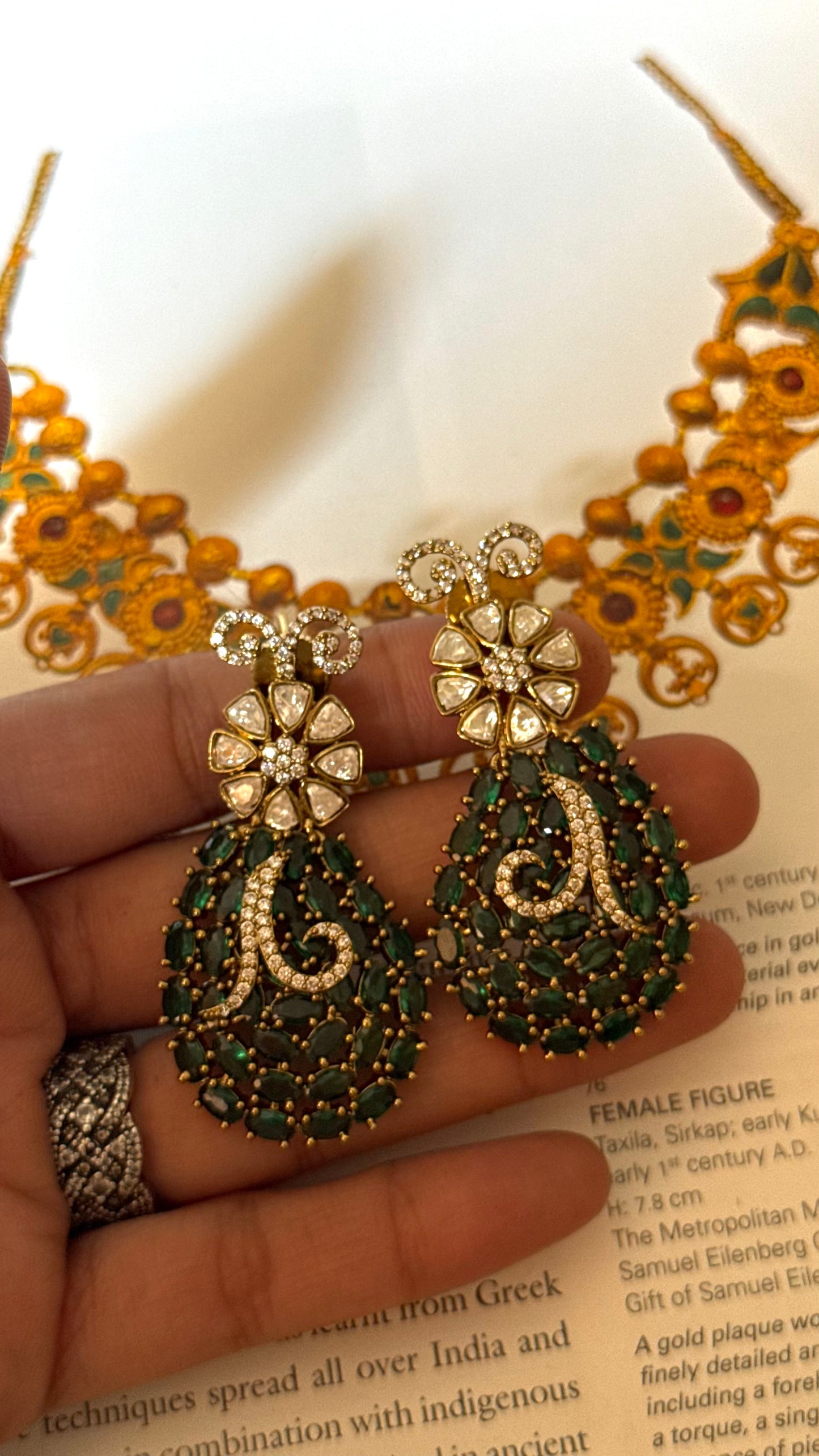 Emerald doublets floral cocktail  Earrings