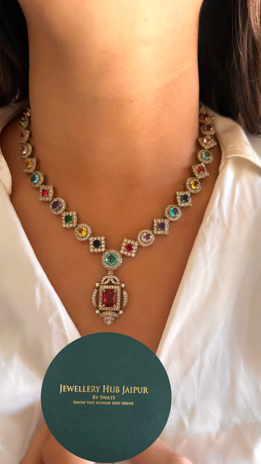 Swarovski look multicoloured sabyasachi inspired necklace