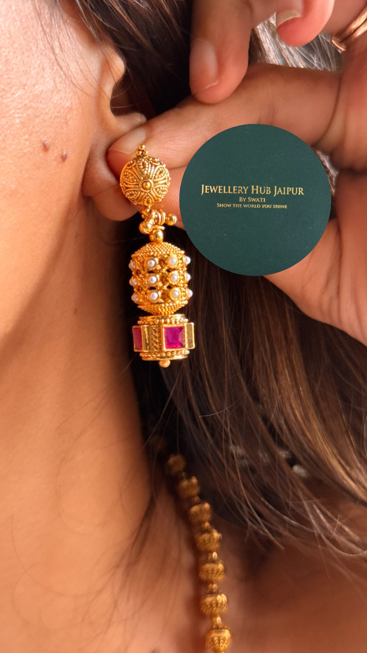 Rani pink & emerald rajwada string set