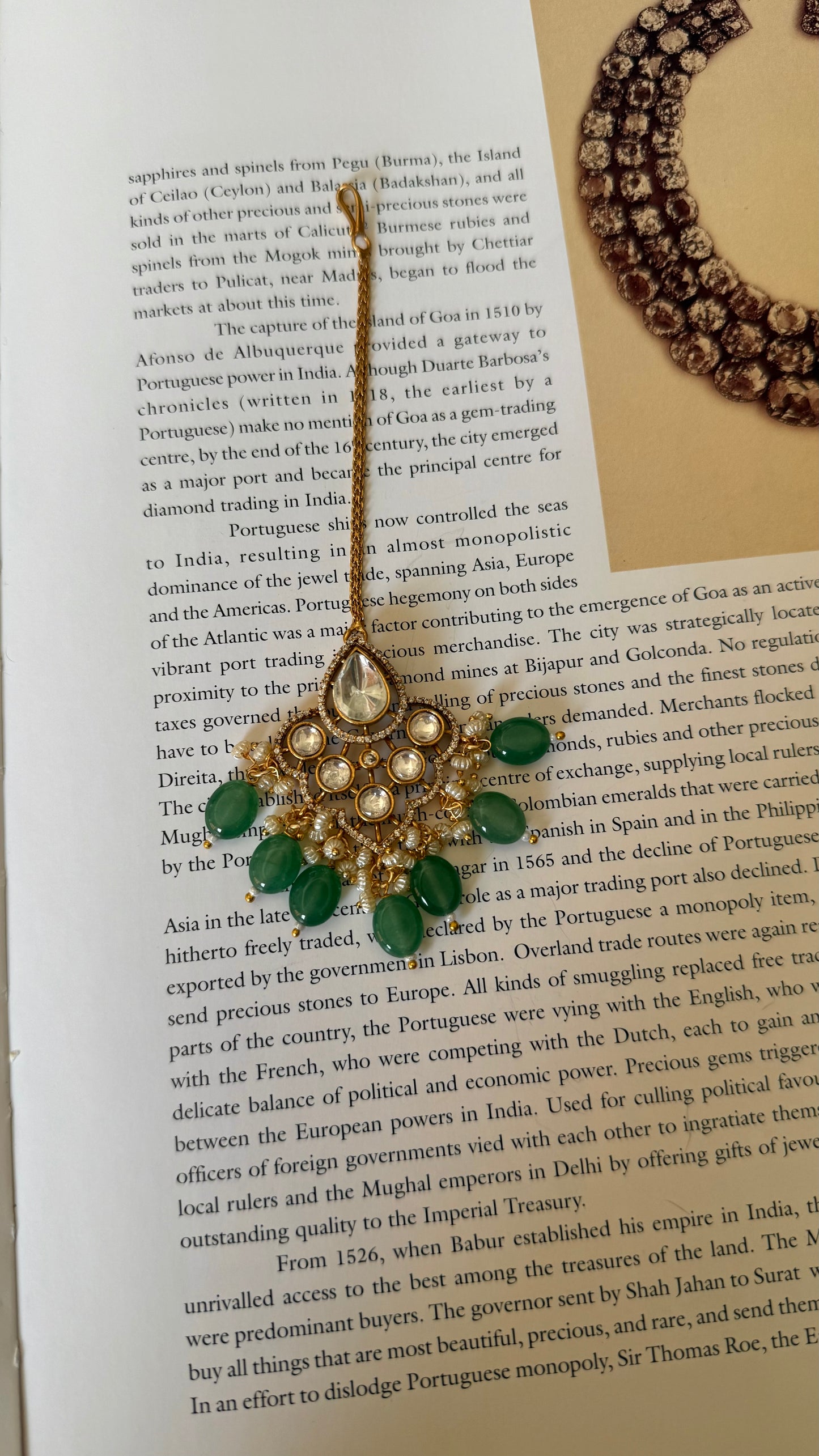 Emerald drop polki maangtika