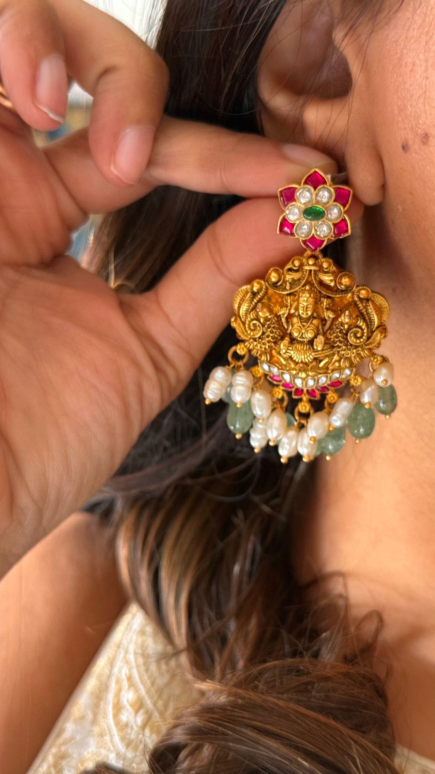 goddess Laxmi Kemp floral necklace