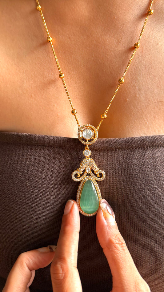 Mint doublet moissanite minimal pendant set