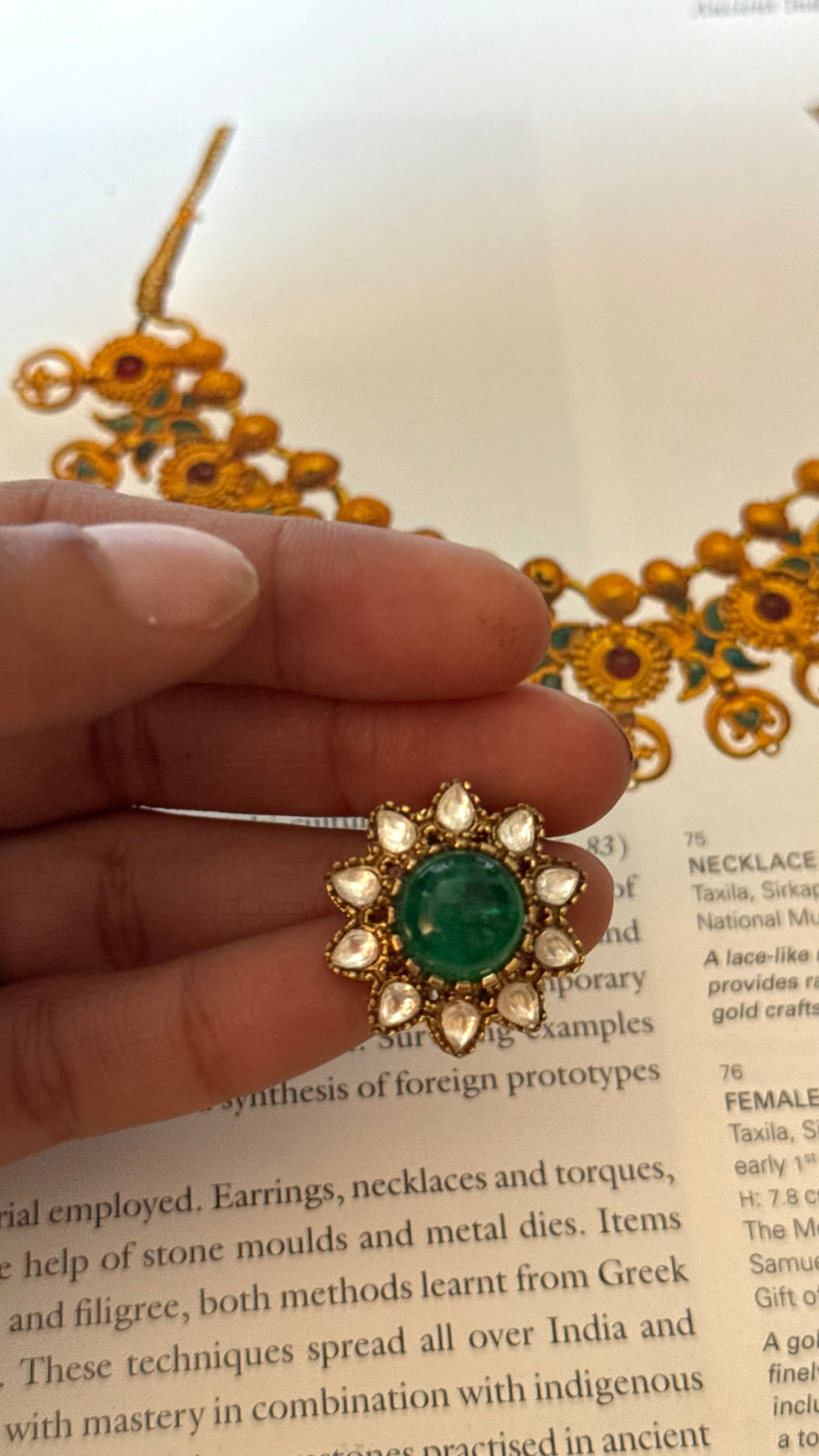 Emerald moissanite floral ring