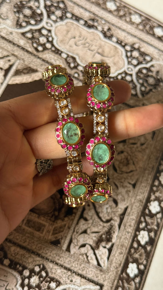 Mint doublet & rani pink katdana victorian openable bangle