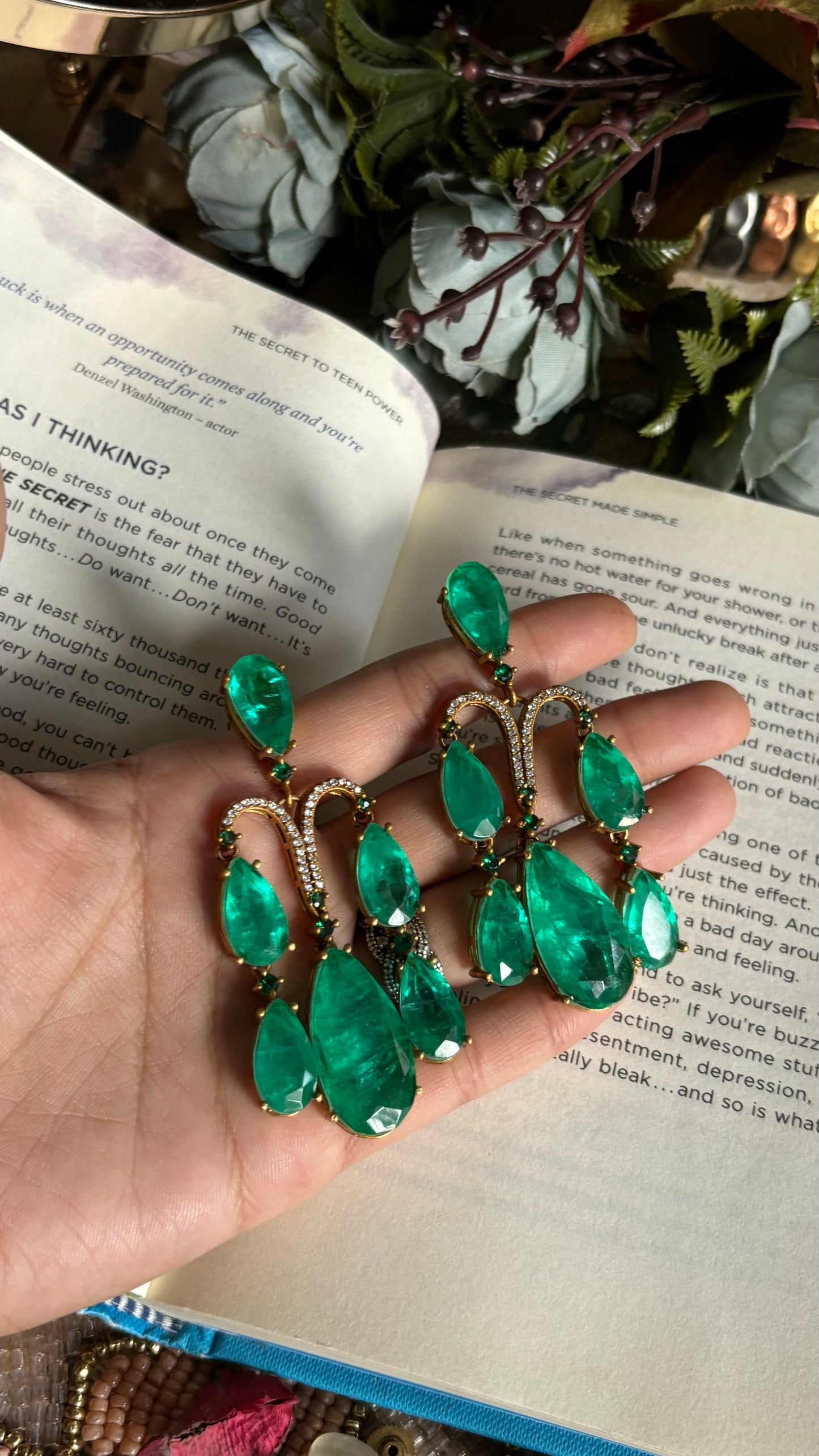 Emerald cocktail danglers