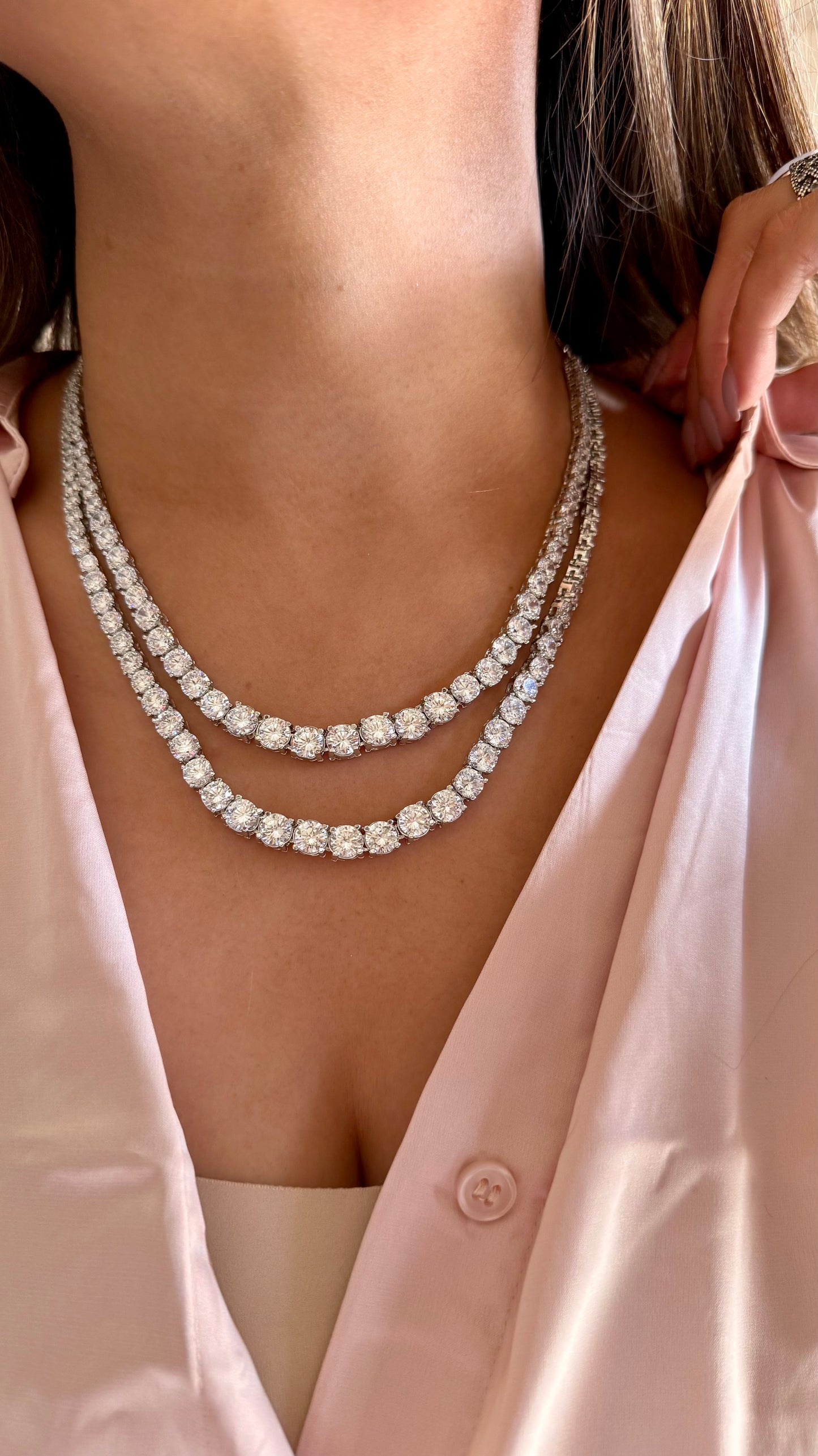 Dual layered diamond necklace
