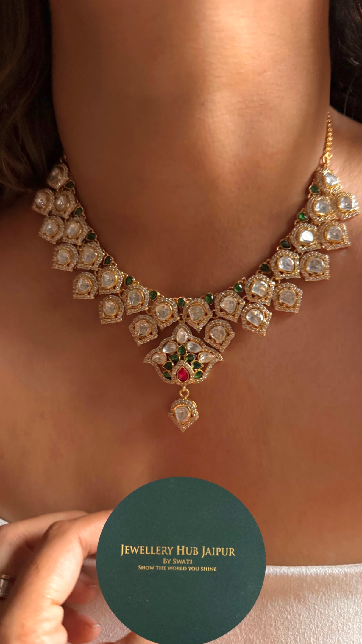 Real moissanite paan kundan Necklace
