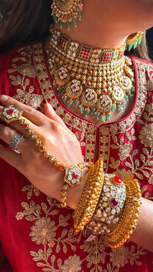 Ruby & emerald with strawberry drops bridal  Necklace (complete combo)